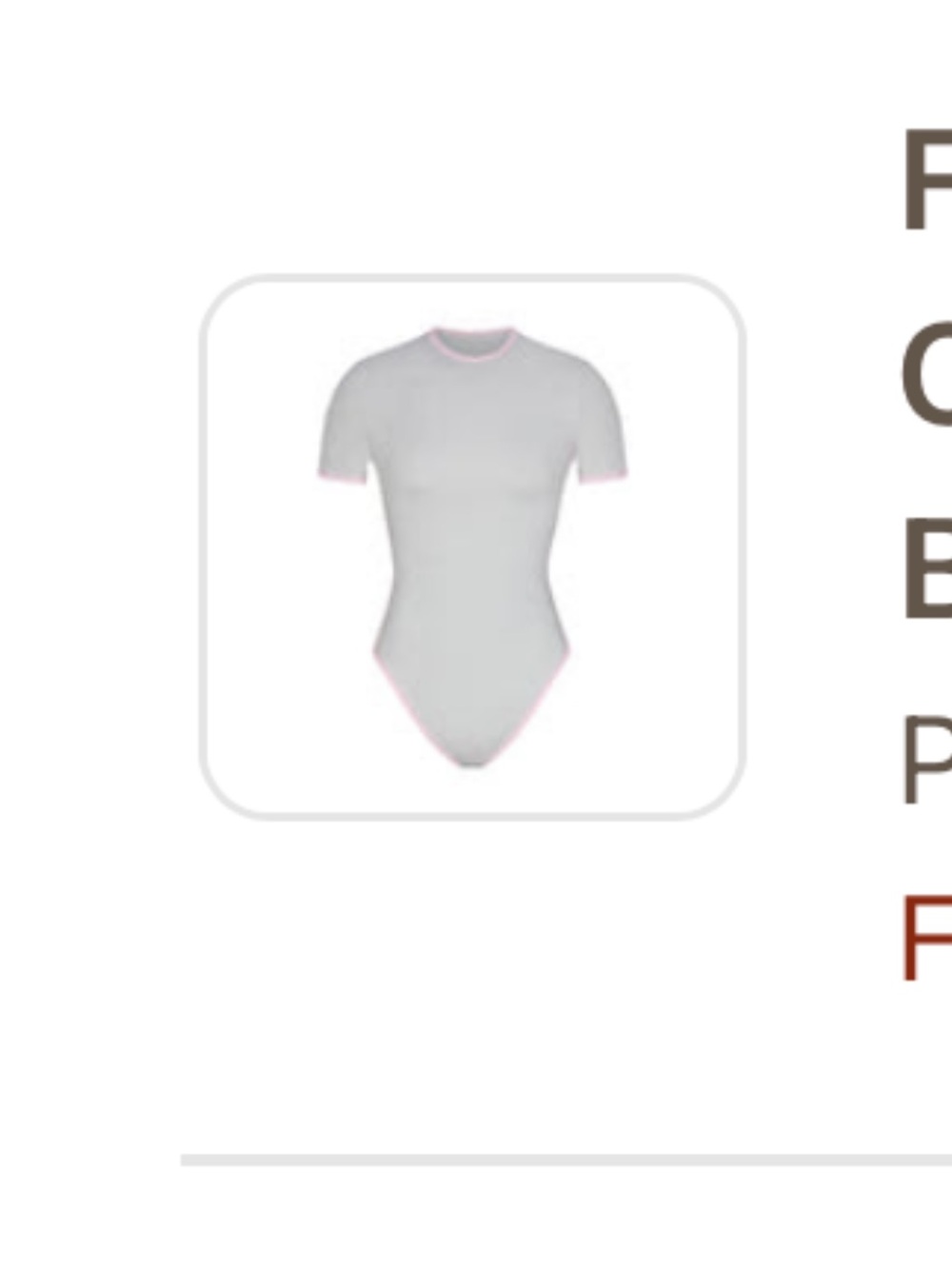 SKIMS White Short Sleeve Bodysuit with Pink Trim